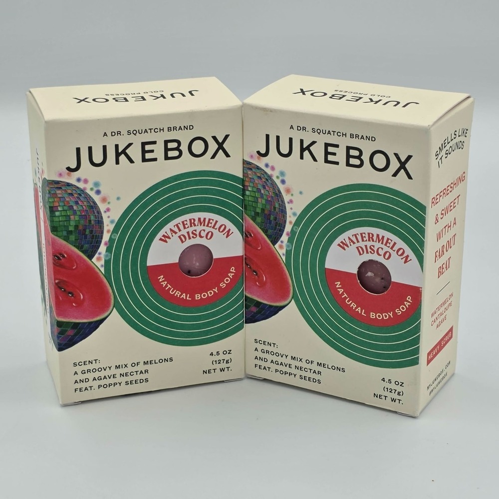 Dr. Squatch Jukebox Natural Body Soap "Watermelon Disco" Scrub 4.5oz (Pack of 2)